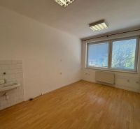 Offices with wood-patterned flooring, a sink, and a large window.