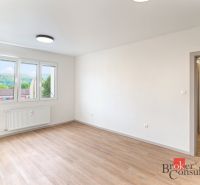 A room with light walls and a wooden decor floor in a 2-room apartment.