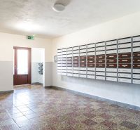 Entrance hall with mailboxes in a residential building on Novomeského Street, Košice - Staré Mesto district.