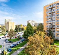 The housing estate on Novomeského Street in Košice, Staré Mesto with surrounding apartment buildings and greenery.