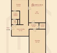 Floor plan of a 2-room apartment on Komenského Street, Stará Ľubovňa with a clever layout of rooms.