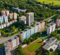 Aerial view of apartment buildings in the Bratislava - Petržalka district.