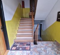 The staircase in the apartment building on Pod lesom Street in the High Tatras with mailboxes.