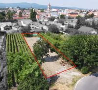 Land for residential plots in Pezinok on Holubyho Street, bordered by a red line.