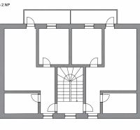 The floor plan of the second level shows the layout of rooms including the staircase, suitable for offices.