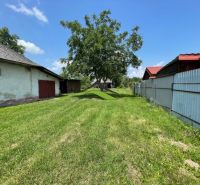 A garden on a residential property on Hlavná Street in Michalovce with a grassy area.