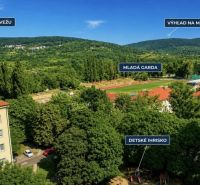 The view from the 4-room apartment on Račianska includes Mladá Garda and the Little Carpathians in Bratislava-New Town.