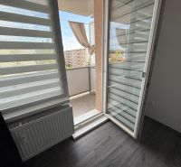 Interior with wood-patterned flooring and access to a balcony in a 3-room apartment.
