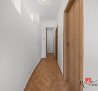 A hallway with light walls and tiles in a 2-room apartment.