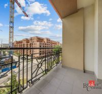 The balcony of a 2-room apartment with a view of the construction on Košická Street in Bratislava-Ružinov.