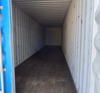 Open shipping container with a floor decorated for warehouses and halls.