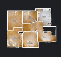 Floor plan of a 5 or more room apartment with a wooden decor floor.