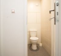 A bathroom with light walls and tiles in a 3-room apartment.
