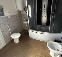 A bathroom in a family house with a modern shower and ceramic tiles.