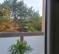 View from a 2-room apartment on Závalí in Hlohovec with a balcony and greenery.