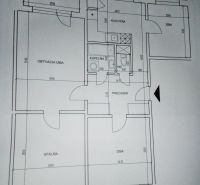 Floor plan of a 4-room apartment with a kitchen, bathroom, toilet, and loggia.