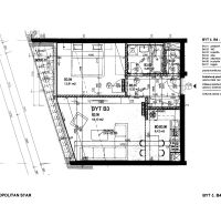 Floor plan of a 2-room apartment with a hallway, bathroom, living room, and loggia.
