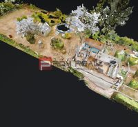 3D model of a cottage in Alžbetin Dvor in Miloslavov with outdoor space and garden.