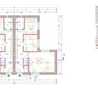 Floor plan of a family house with rooms in Poprad, including a kitchen and a living room.
