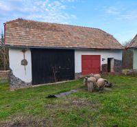 In the yard of a family house on Prieloh Street in Dolná Strehová, there are sheep in front of the farm building.