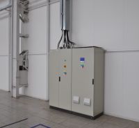Distribution box in industrial production areas with tiled flooring.