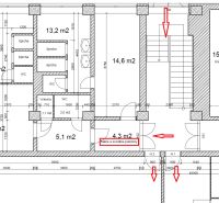 Floor plan of the production area with changing rooms and an office.