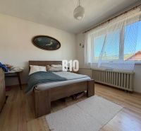 Bedroom with a bed and wooden decor flooring in a family house.