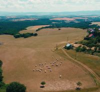 A countryside in Podhradí with pastures and sheep for sale, suitable for residential land.