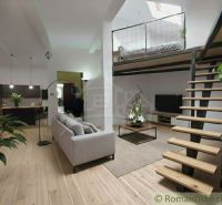 Living room in a family house with a floor, wooden decor, and a staircase.