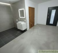 Bathroom with a sink and a mirror in a family house.