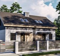 A family house on Sasinkovo Street with a car behind the fence, trees, and the sky.