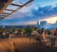 Rooftop terrace with seating and barbecue in Bratislava - Ružinov on Mlynské Nivy.