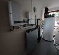 Technical room in a family house with the installation of energy devices.