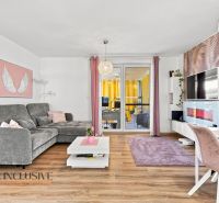 Living room in a family house with a comfortable sofa and a wooden decor floor.