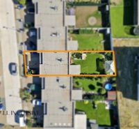 Aerial view of the plot and surroundings of a family house in Oľdza.