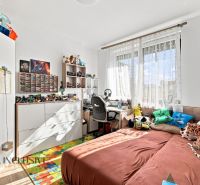 Children's room in a family house with toys, a patterned carpet, and a desk.