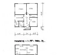 Floor plan of a family house on Sabinovska Street in Prešov with the layout of rooms and spaces.