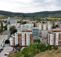 View of apartment buildings and nature in the Bratislava - Nové Mesto district on Nobelova.