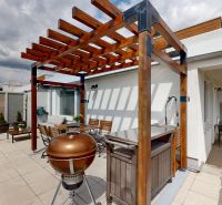 Terrace with pergola and grill, 3-room apartment, Nobelova, Bratislava - Nové Mesto.