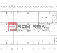 Floor plan of the production area showing rooms and technical dimensions.