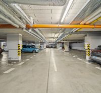 Underground parking lot with cars in Bratislava - Dúbravka on Pri Hrubej lúke street.