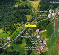 Aerial view of a Family house for sale in Makov on Čierne street surrounded by greenery.