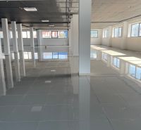 Spacious commercial spaces with shiny flooring and plenty of natural light.