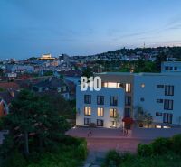 Night panorama from Pod Strážami Street in Bratislava III with a view of a 3-room apartment.