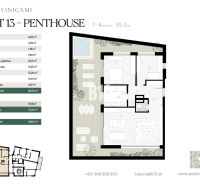 Floor plan of a 3-room apartment with a terrace in the Pod Vinicami project.