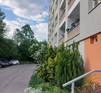 Apartment building on Internátna Street in Banská Bystrica surrounded by greenery and parking.