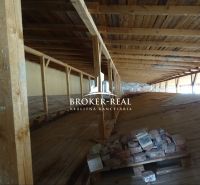 Attic space with wooden beams and flooring with a wooden decor, Warehouses and halls.