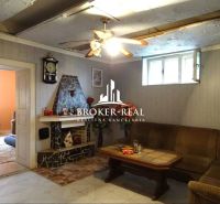 Living room in a family house with a fireplace, table, and sofa.