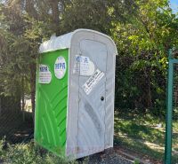 Portable toilet in the gardens on Galvaniho Street in Bratislava - Ružinov.