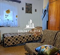 Interior of a family house with a bed, a sofa with a leopard pattern, and a floor with a wood decor.